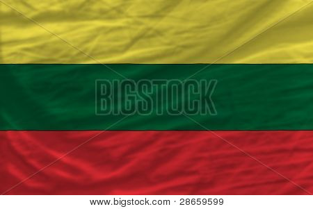 Kompletní zamával státní vlajka Litvy na pozadí