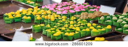 Traditional Thai Sweet Snack Dessert Cuisine From Egg Yolks, Met Khanoon (golden Jackfruit Seeds, Mu