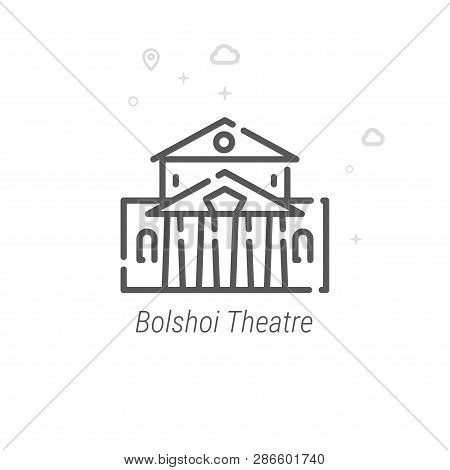 Bolshoi Theatre, Moscow Vector Line Icon. Historical Landmarks Symbol, Pictogram, Sign. Light Abstra