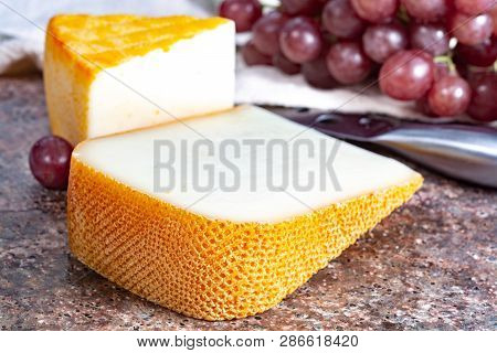French Yellow Cheeses, Pur Brebis Sheep Melk Cheese Fron Pyrenees And Saint Paulin Creamy, Mild, Sem