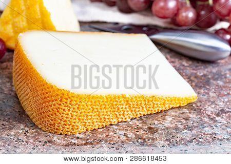 French Yellow Cheeses, Pur Brebis Sheep Melk Cheese Fron Pyrenees And Saint Paulin Creamy, Mild, Sem