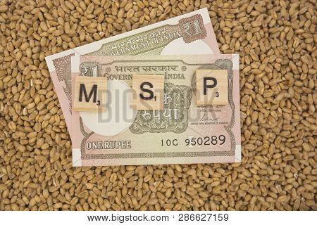 Maski,karnataka,india - January 19,2019 : Concept Of Msp Or Minimum Support Price Of Wooden Blocks O