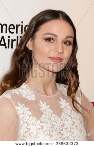 LOS ANGELES - FEB 24:  Sophie Skelton at the Elton John Oscar Viewing Party on the West Hollywood Park on February 24, 2019 in West Hollywood, CA