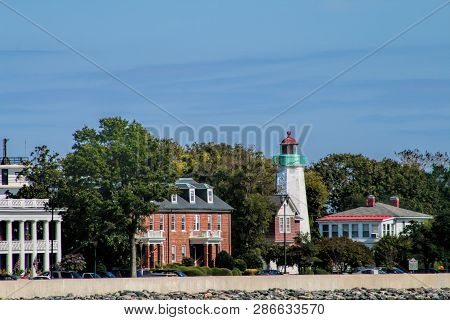Old Point Lighthouse At Hampton Virginia Built In 1802