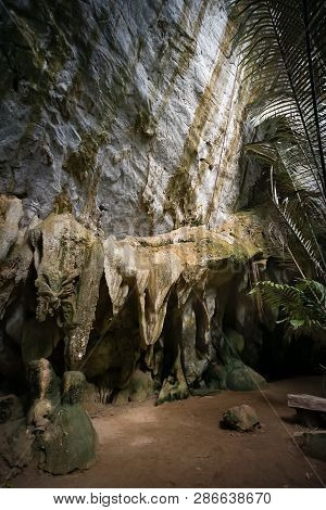 The Famous Travel Destinations Ancient Forest Hup Pa Tat In Uthai Thani, Thailand.