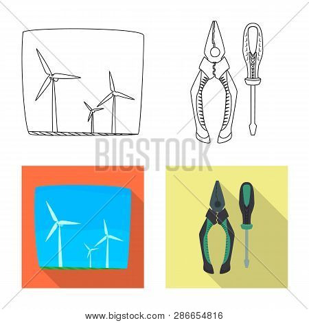 Vector Illustration Of Electricity And Electric Icon. Set Of Electricity And Energy Vector Icon For 