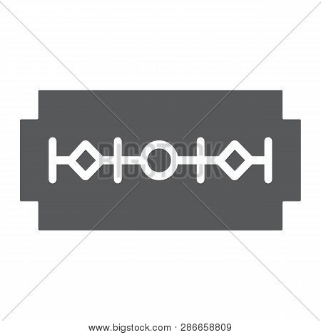 Razor Blade Glyph Icon, Barber And Cut, Edge Sign, Vector Graphics, A Solid Pattern On A White Backg
