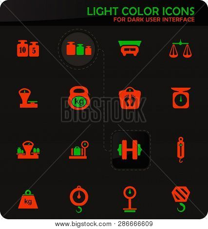 Scales Easy Color Vector Icons On Dark Background For User Interface Design