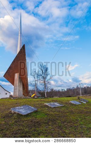 Slabinja, Croatia - January 2nd 2019. Monument To Fallen Fighters And Victims Of Fascism From Slabin