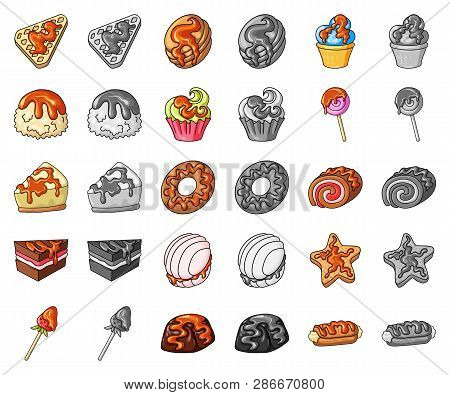 Vector Design Of Dessert And Sweet Logo. Set Of Dessert And Food Vector Icon For Stock.