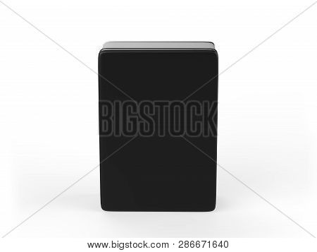 Black Stainless Steel Tin Box, Shiny Metal Box Container On Isolated White Background, 3d Illustrati