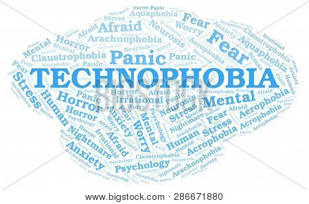 Technophobia Word Cloud. Wordcloud Made With Text Only.