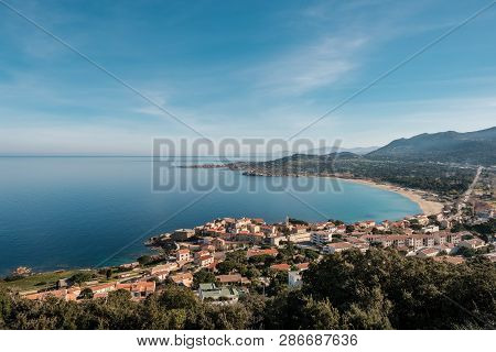 Algajola Village And Beach In Balagne Region Of Corsica