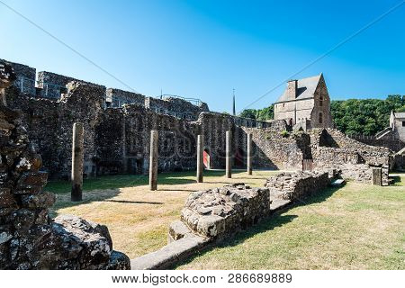 Fougeres, France - July 25, 2018: The Medieval Castle In The Town Of Fougeres A Sunny Day Of Summer.
