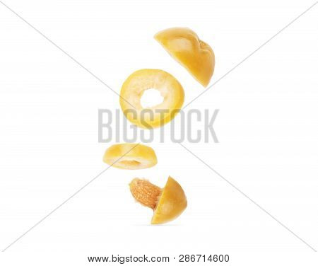 Slice Green Olives Isolated On A White Background