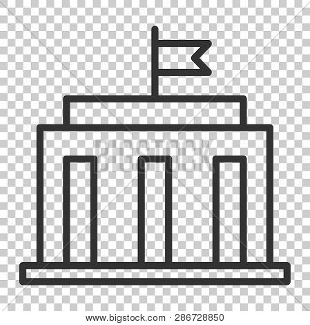 Bank Building Icon In Flat Style. Government Architecture Vector Illustration On Isolated Background