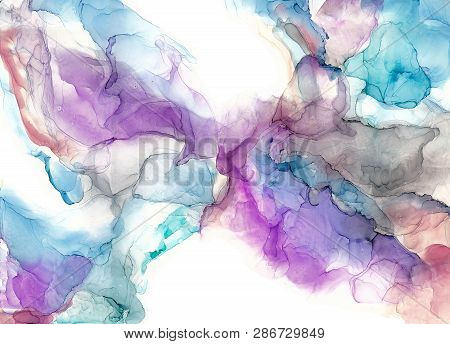 Alcohol Ink Air Texture. Fluid Ink Abstract Background. Art For Design