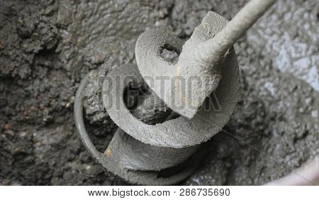 Concrete Mixing With Electrical Drill And Mixer