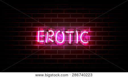 Realistic Neon Pink Light Sign Decoration On The Wall