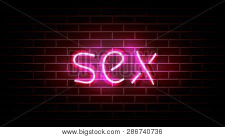 Realistic Neon Pink Light Sign Decoration On The Wall