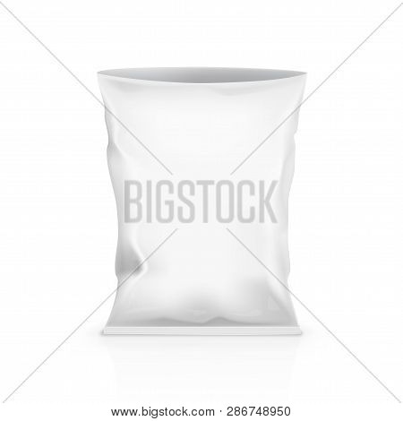 Open Blank Foil Pouch Snack Packaging On White Background