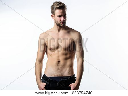 Athlete Man, Hair Care. Muscular Trainer After Sport. Fitness Diet. Desire And Temptation. Sexy Musc
