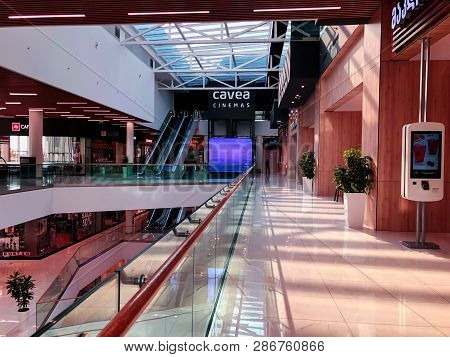 Tbilisi, Georgia - October 11, 2018: Cinema Cavea And Cafe At The Modern Shopping Mall 
