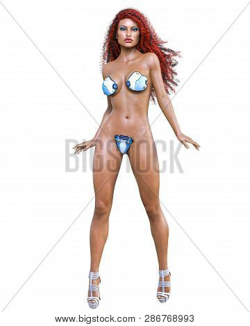 Tall Sexy Woman Minimalist Futuristic Lingerie.metal Bra Panties.conceptual Fashion Art.seductive Ca