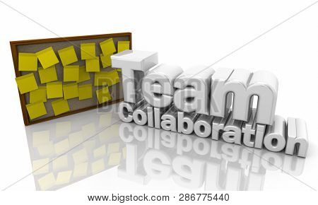 Team Collaboration Resource Tool Bulletin Board Words 3d Illustration