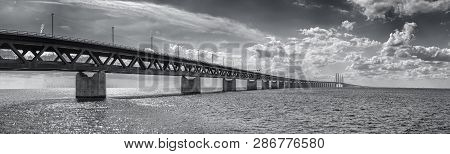 Oresundsbron Black And White Panorama