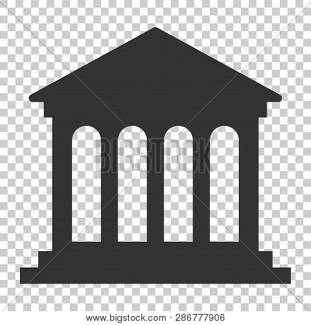 Bank Building Icon In Flat Style. Government Architecture Vector Illustration On Isolated Background