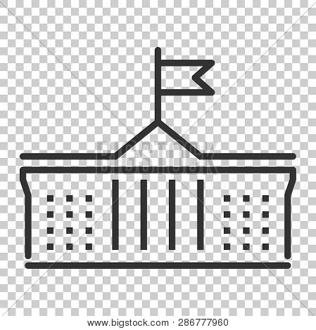 Bank Building Icon In Flat Style. Government Architecture Vector Illustration On Isolated Background