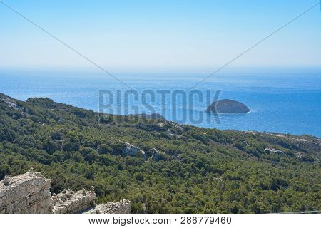 Beautiful Sea View From Monolithos Castle On The Rhodes Island, Greece