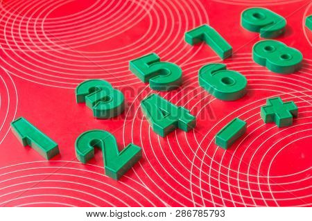 Fridge Magnet Numbers And Maths Symbols.math Number Colorful On White Background : Education Study M