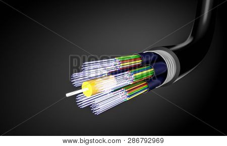 optical fibre cable background 3d rendering image