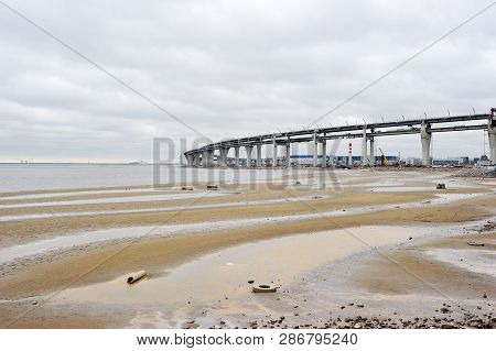 Saint Petersburg, Russia - October 8, 2016: Construction Of The Western High-speed Diameter In St. P