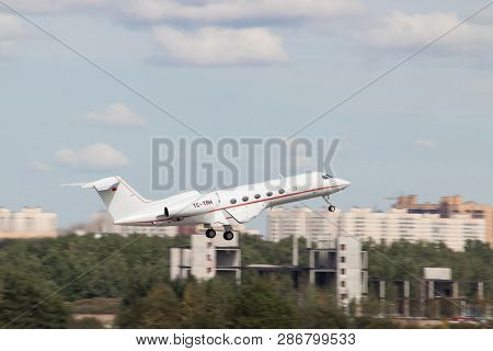 Tc-trh - G450 . The Plane Takes Off. Official Summer Spotting At Pulkovo Airport On August 15, 2018,