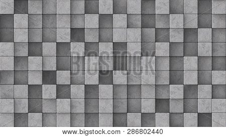 3d Rendered Concrete Blocks At Different Heights.