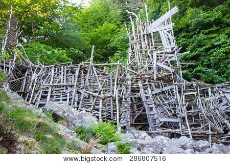 Nimis , A Structure Made Of 75 Tonnes Of Driftwood