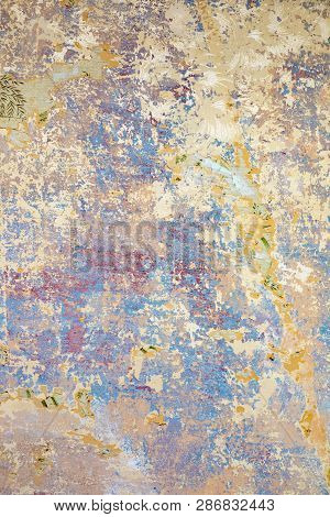 Old Wall With Removed Wal Lpaper And Rest Of Paint Gives A Harmonic Background