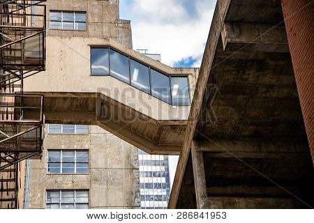 Skybridge Over A City Street On A N Overcast Day