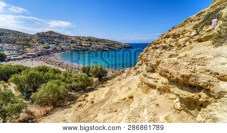 Matala, Crete - September 24: Matala Romans Caves On September 24, 2017 In Matala