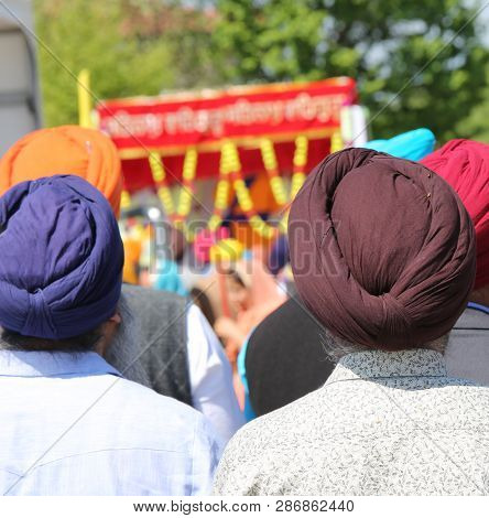 Turbaned Men During Religious Rite On Sikh Religion