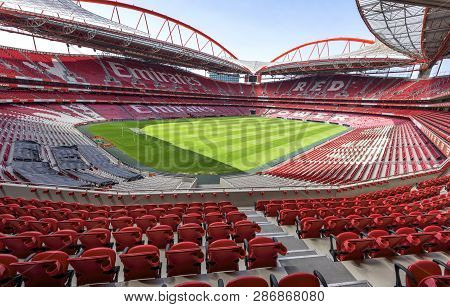 Lisboa, Portugal - April 2018: Overview On Estadio Da Luz - The Official Playgrounds Of Fc Benfica