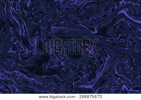 Suminagashi Marble Texture Hand Painted With Grey Ink. Digital Paper 626 Performed In Traditional Ja