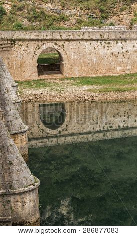 Close-up Image Of Old Stone Middle Age Bridge Pillars, Visegrad, Bosnia And Herzegovina