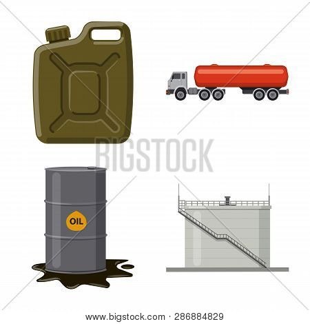 Isolated Object Of Oil And Gas Sign. Set Of Oil And Petrol Stock Vector Illustration.