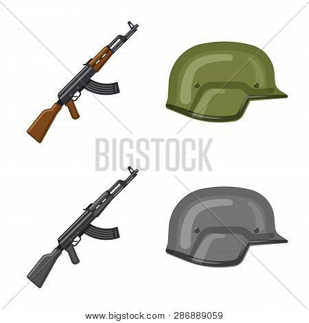 Isolated Object Of Weapon And Gun Icon. Set Of Weapon And Army Stock Vector Illustration.
