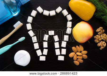 Set For The Care Of The Oral Cavity - A Bottle Of Mouthwash , Tooth Plastic And Bamboo Ecology Brush