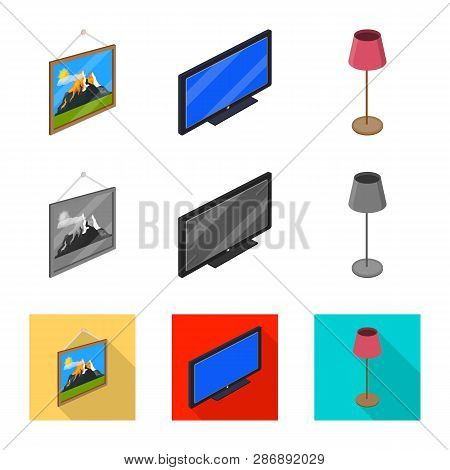 Isolated Object Of Bedroom And Room Symbol. Set Of Bedroom And Furniture Vector Icon For Stock.